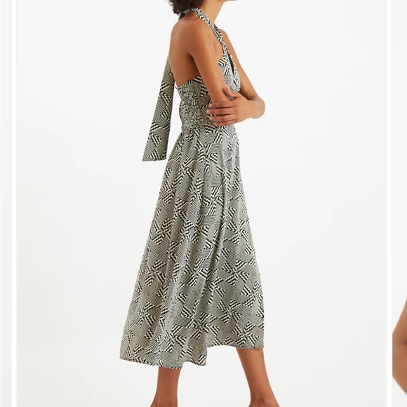 Louche Geri 60’s Patchwork Tie Neck Halter Midi Dress - Picture 3 of 5